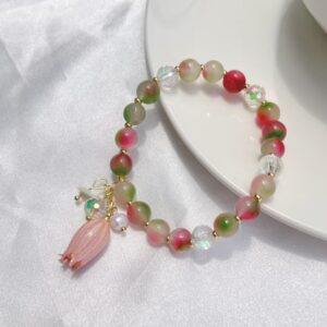 Pollen Green Beaded Bracelet, Delicate Lucky Charm for Daily Wear & Gifting