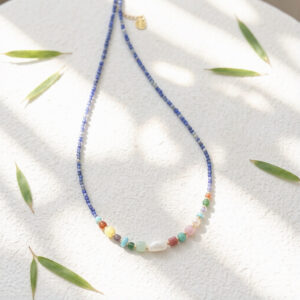Lapis Lazuli Colored Gemstone Necklace, Dainty Elegant Style for Women Daily Wear & Gifting