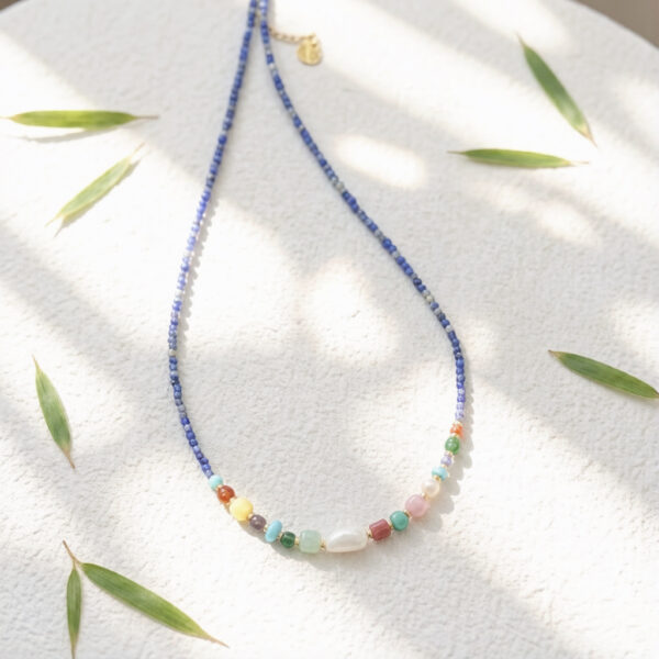 Lapis Lazuli Colored Gemstone Necklace, Dainty Elegant Style for Women Daily Wear & Gifting